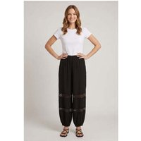 Izabel London Women's Lace Detail High Waist Harem Pants in Black | Size: 16