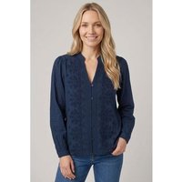 Izabel London Floral Textured Long Sleeve Blouse men's Long sleeved Shirt in Marine