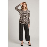 Izabel London Animal Print Drop Shoulder Curve Hem Top men's Long sleeved Shirt in Black