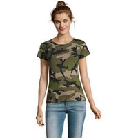 Sols  T-Shirt CAMISETA camuflje  mujer CUELLO REDONDO de algodón Sols  T-Shirt CAMISETA camuflje  mujer CUELLO REDONDO de algodón
