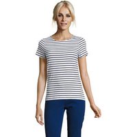 Sols  T-Shirt Camiseta de mujer a rayas-100% algodón peinado Ringspun Sols  T-Shirt Camiseta de mujer a rayas-100% algodón peinado Ringspun