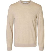 Selected  Pullover 16094647 TRAY MERINO CREW-OATMEAL MELANGE Selected  Pullover 16094647 TRAY MERINO CREW-OATMEAL MELANGE