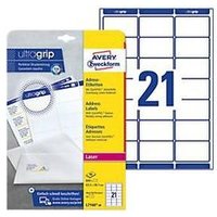 Avery Zweckform Adressetiketten L7160-40, mit ultragrip, geeignet für Laserdrucker, 63,5 x 38,1 mm, 840 Stück/40 A4-Bogen, 100 % FSC®-Papier, weiß Avery Zweckform Adressetiketten L7160-40, mit ultragrip, geeignet für Laserdrucker, 63,5 x 38,1 mm, 840 Stück/40 A4-Bogen, 100 % FSC®-Papier, weiß