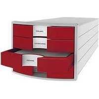 Schubladenbox HAN Impuls 2.0, 4 Schubladen, Format A4, stapelbar, geschlossen,grau/rot Schubladenbox HAN Impuls 2.0, 4 Schubladen, Format A4, stapelbar, geschlossen,grau/rot