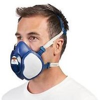 Atemschutzmaske 3M 4251+, Typ A1P2, gegen organische Dämpfe, mit integrierten Filtern und Ventilen, wiederverwendbar, blau-weiß, 1 Stück Atemschutzmaske 3M 4251+, Typ A1P2, gegen organische Dämpfe, mit integrierten Filtern und Ventilen, wiederverwendbar, blau-weiß, 1 Stück