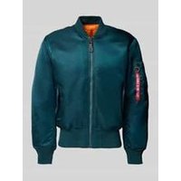 Bomberjacke mit Stehkragen und Pattentaschen Bomberjacke mit Stehkragen und Pattentaschen