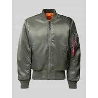 Bomberjacke mit Stehkragen und Pattentaschen Bomberjacke mit Stehkragen und Pattentaschen