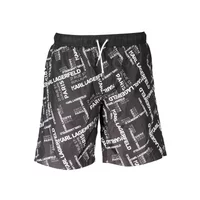 Karl Lagerfeld Beachwear Herren Long Sea Boxer Schwarz KL20MBL01_NERO_BLACK, Größe S
