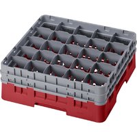 Cambro Camrack Red 25 Compartments Max Glass Height 156mm