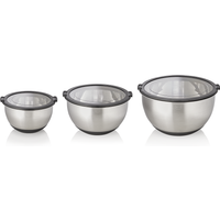 Cucina Bowl Set Chrome Nickel Steel Non-Slip Bottom Pack of 3