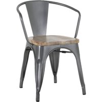 Bolero Bistro Curve Armchairs with Wooden Seat Pad Gunmetal (4 Pack)