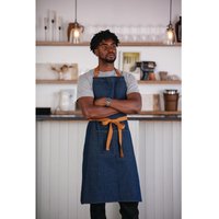 Southside Bistro Apron Denim-Blue With Tan Ties