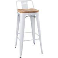 Bolero Bistro Backrest High Stools with Wooden Seat Pad White (4 pack)