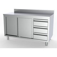 CombiSteel 700 Worktable Sliding Doors Drawers Right with Upstanding 1800
