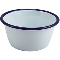 Enamel Round Deep Pie Dish White & Blue 12cm - Pack of 12