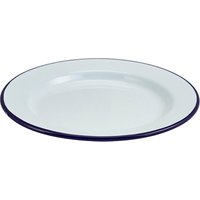 Enamel Wide Rim Plate White & Blue 20cm - Pack of 12
