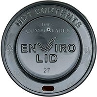 80mm Black Compostable Hot Cup Lids (8oz) (10x100)