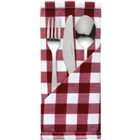Gingham Polyester Napkins Red Check (10 pack)
