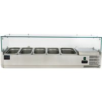 Chefs Range TU140013G 1400mm Glass Topping well 4 x 1/3gn + 1 x 1/2gn