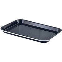 Enamel Serving Tray Black with White Rim 33.5x23.5x2.2cm - Pack of 6