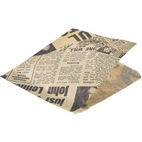 Greaseproof Paper Bags Brown Newspaper Print 17.5 x 17.5cm