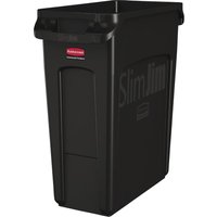 Rubbermaid Slim Jim Bin with Venting Channels Black 60Ltr