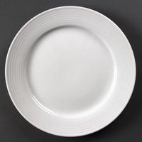 Olympia Linear Wide Rimmed Plates White 250mm (12 pack)