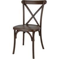 Bolero Manhattan Cross-Back Resin Chairs Dark Wood Effect (4 Pack)