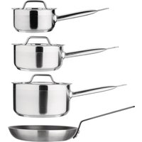 Caterboss Essentials Cook Like A Pro Stainless Steel & Aluminium 4-Piece Saucepan & Frying Pan Set