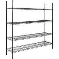 Nisbets Essentials Flat Pack 4 Shelf Unit Black Epoxy Coated 1830x1820x460mm