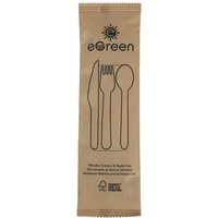 eGreen Individually Kraft Wrapped 4-in-1 Wooden Cutlery Set (250 pack)