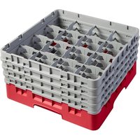 Cambro Camrack Red 16 Compartments Max Glass Height 215mm