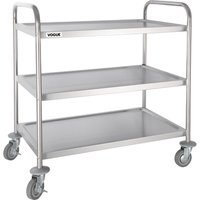 Vogue Stainless Steel 3 Tier Clearing Trolley Large