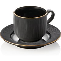 Maya Kuro Porcelain Cup and Saucer Set 240 ml Black Pack of 4