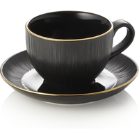 Maya Kuro Cappuccino Cup and Saucer Set, 200 ml, Black, Pack of 4
