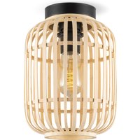 Boheemse stijl Plafondlamp - Bamboe Lampenkap - Cilinder - Beige - Ø21,5 x 30 cm - E27 fitting - Ontworpen voor gebruik in slaapkamers en studeerkamers - met montagetoebehoren