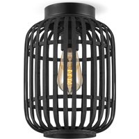 Boheemse stijl Plafondlamp - Bamboe Lampenkap - Cilinder - Zwart - Ø21,5 x 30 cm - E27 fitting - Ontworpen voor gebruik in slaapkamers en studeerkamers - met montagetoebehoren