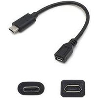 Addon 17cm (7in) Usb 3.1 Type (C) Male To Micro-Usb 2.0 Female Black Adapter Cab(1/Ea)