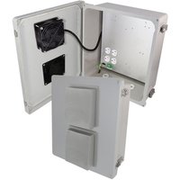 Altelix NF141206VFHA1 NF Series 14x12x6 Fiberglass Vented & Heated Weatherproof NEMA Enclosure with Cooling Fan 200W Heater 120 VAC Outlets
