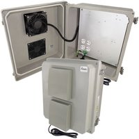 Altelix NF141208VFA1C NF Series 14x12x8 Fiberglass Weatherproof Vented NEMA Enclosure with Cooling Fan 120 VAC Outlets & Power Cord