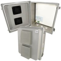 Altelix NF141208VMA1 NF Series Fiberglass Weatherproof Vented WiFi NEMA Enclosure with 120 VAC Outlets and No-Drill PVC Equipment Mounting Plate