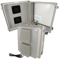 Altelix NF141208VMA1C NF Series Fiberglass Weatherproof Vented WiFi NEMA Enclosure 120 VAC Outlets Power Cord & No-Drill PVC Equipment Mounting Plate