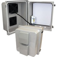 Altelix NF141210VMFE1 NF Series 14x12x10 PoE Powered Fiberglass Weatherproof Vented NEMA Enclosure with Cooling Fan & 2-Port PoE Power Splitter