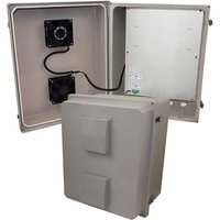 Altelix NF201612VFA1-85 NF Series 20x16x12 Fiberglass Weatherproof Vented NEMA Enclosure with 85 degree Turn On Dual Cooling Fans and 120 VAC Outlets