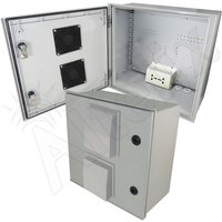 Altelix NFC161608VAU NFC Series 16x16x8 Vented Fiberglass Weatherproof NEMA Enclosure with 100-240 VAC Universal Power Outlet