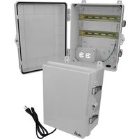 Altelix NP141107A1C-DIN 14x11x7 Polycarbonate + ABS NEMA 4X DIN Rail Enclosure with 120 VAC Outlets & Power Cord