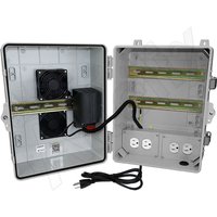 Altelix NP141109VFHA1R4C-DIN 14x11x9 Heated Polycarbonate + ABS Vented DIN Rail Enclosure with 50W Heater Cooling Fan 4 120 VAC Outlets & Power Cord