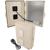 Altelix NP171406TVFA1C NP Series Light Ivory 17x14x6 Vented Polycarbonate + ABS Weatherproof NEMA Enclosure with Cooling Fan 120 VAC Outlets