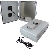 Altelix NP171406VFA1C NP Series 17x14x6 Vented Polycarbonate + ABS Weatherproof NEMA Enclosure with Cooling Fan 120 VAC Outlets & Power Cord