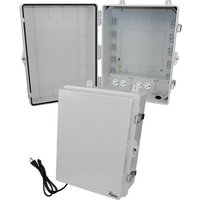 Altelix NP171407A1R4C 17x14x7 Polycarbonate + ABS NEMA 4X RF Transparent Outdoor WiFi Enclosure with 4 120 VAC Outlets & Power Cord